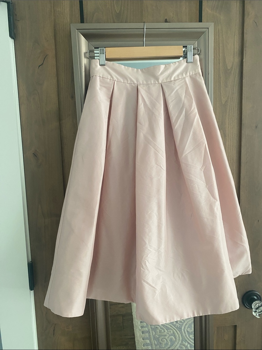 White House Black Market Blush Pink A-Line Midi Skirt